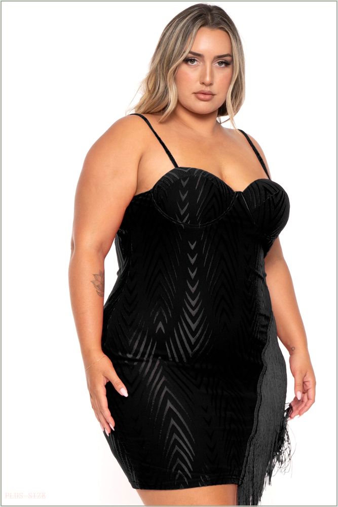  Plus Size Temptress Bodycon Dress- Black Z224-40044X-BK-1X