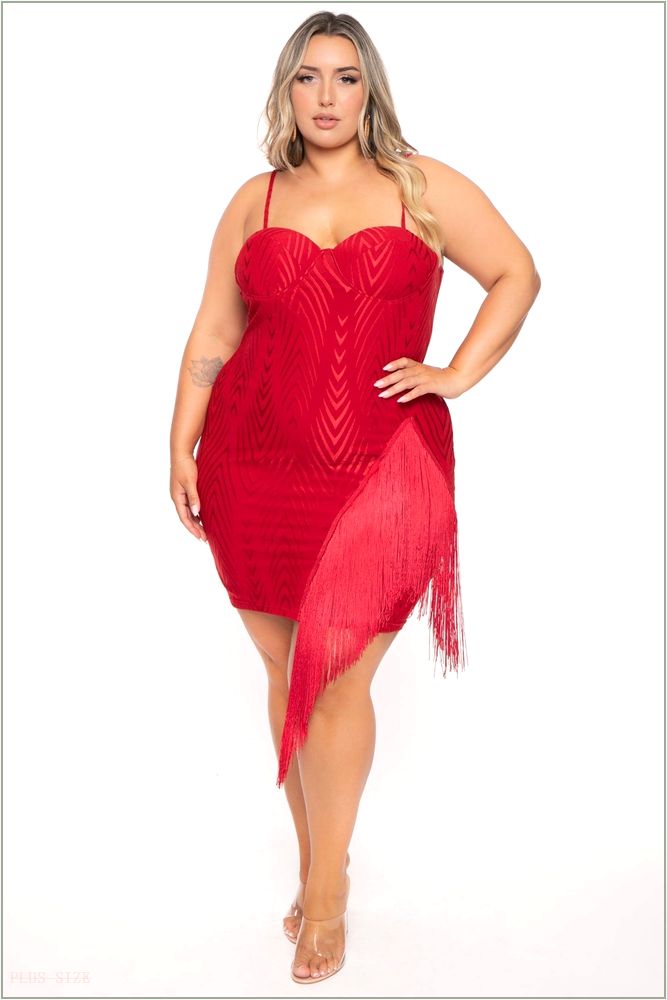  Plus Size Temptress Bodycon Dress- Red Z224-40044X-RD-1X