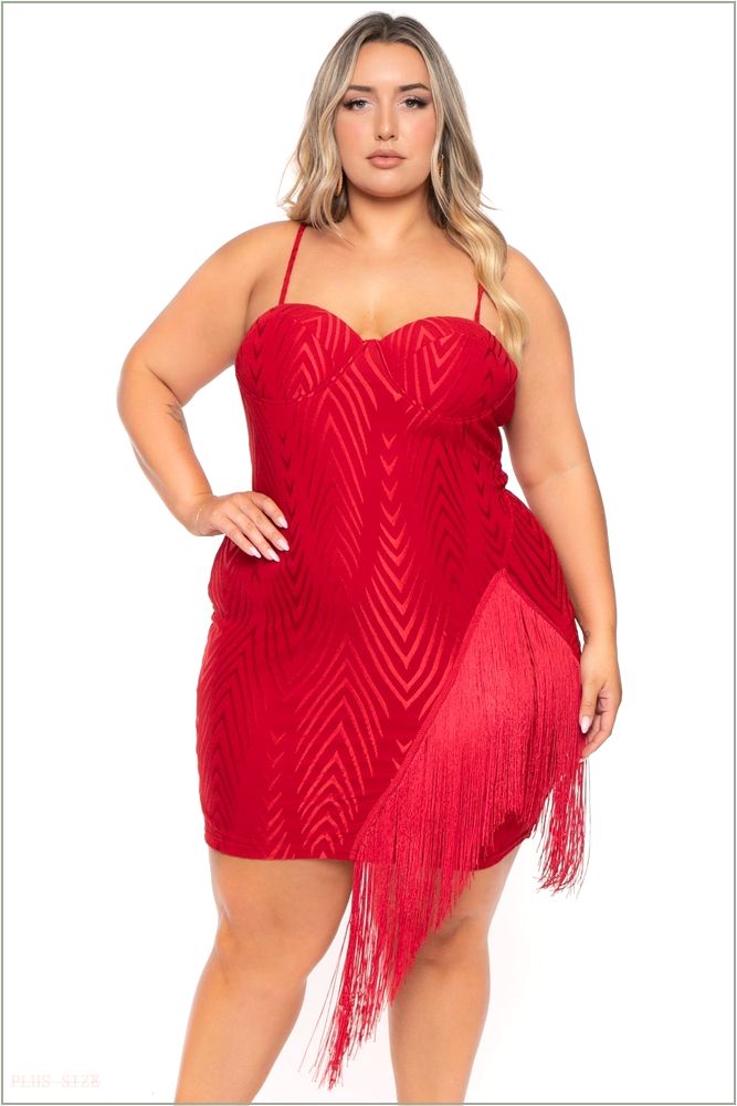  Plus Size Temptress Bodycon Dress- Red Z224-40044X-RD-1X