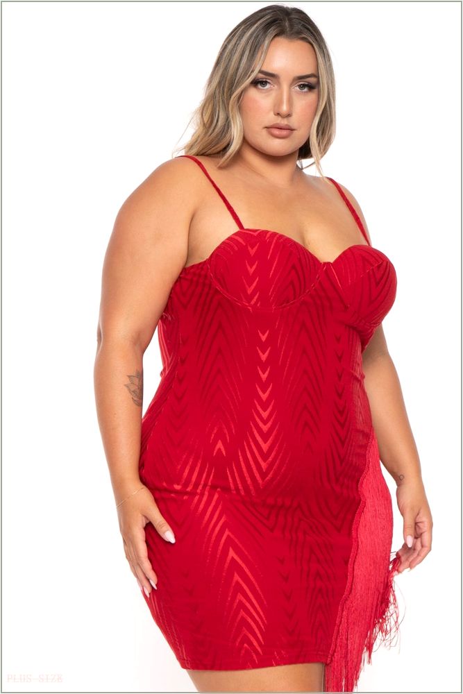  Plus Size Temptress Bodycon Dress- Red Z224-40044X-RD-1X