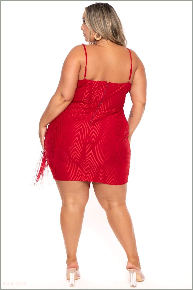  Plus Size Temptress Bodycon Dress- Red Z224-40044X-RD-1X