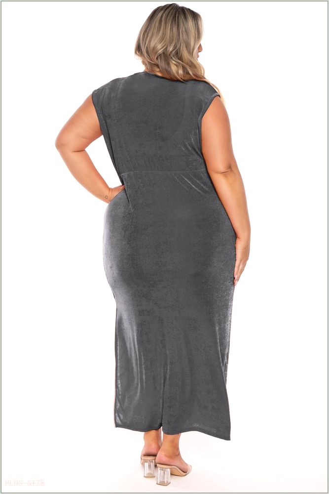  Plus Size Velma Cowl Neck Maxi Dress - Charcoal T25-CRD1500X-CH-1X