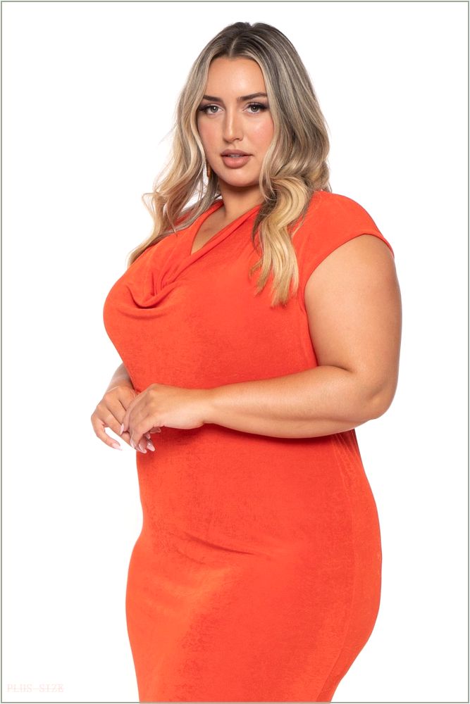  Plus Size Velma Cowl Neck Maxi Dress - Orange T25-CRD1500X-OR-1X