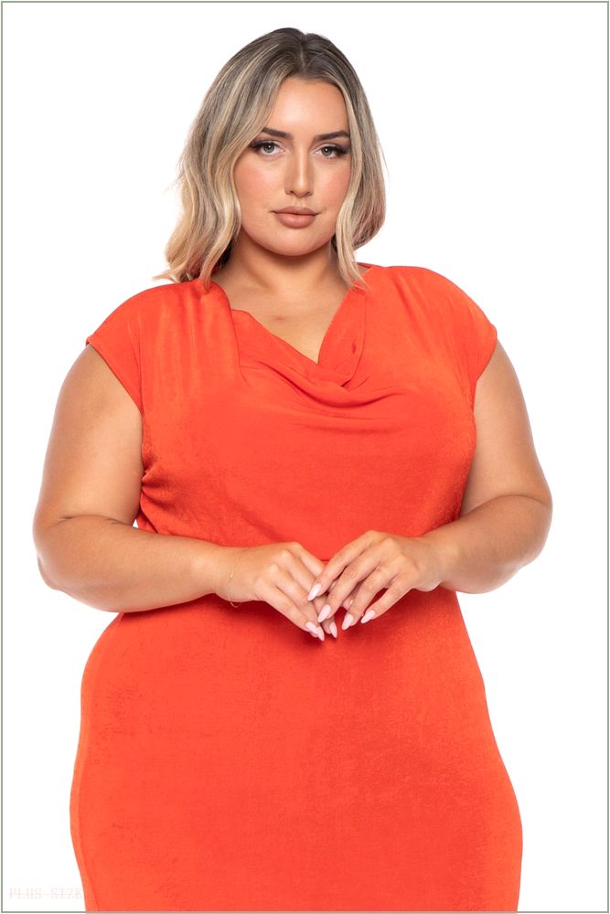  Plus Size Velma Cowl Neck Maxi Dress - Orange T25-CRD1500X-OR-1X