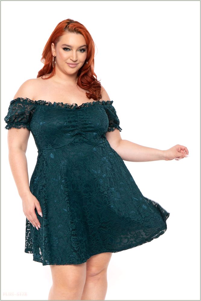  Plus Size Veronica Flower Lace Dress- Green Y57-CS2132-GR-3X