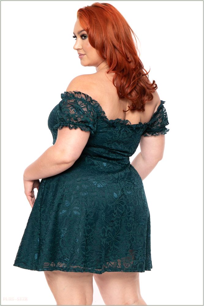  Plus Size Veronica Flower Lace Dress- Green Y57-CS2132-GR-3X