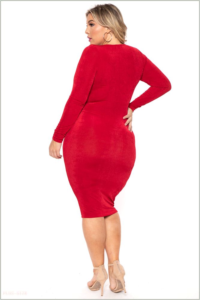  Plus Size Yaretzi Slinky Dress - Red K57-CS2219-RD-3X