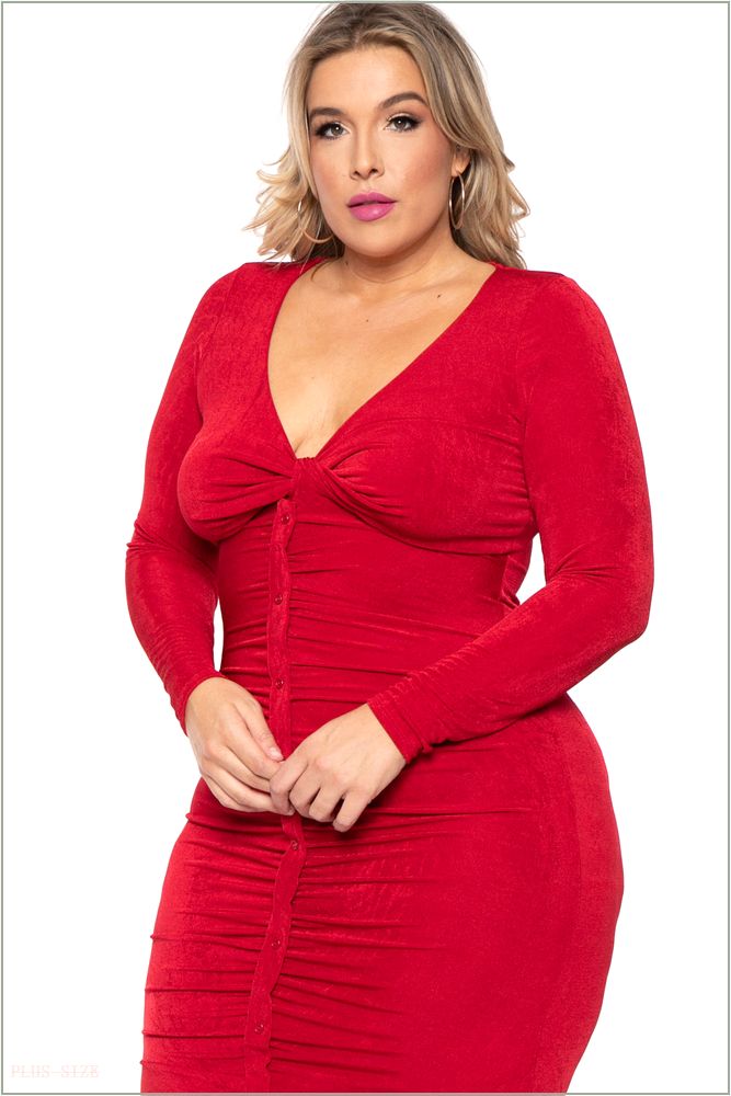  Plus Size Yaretzi Slinky Dress - Red K57-CS2219-RD-3X