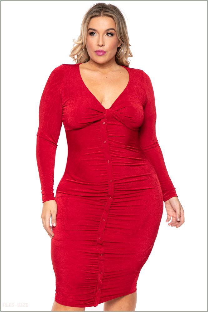  Plus Size Yaretzi Slinky Dress - Red K57-CS2219-RD-3X