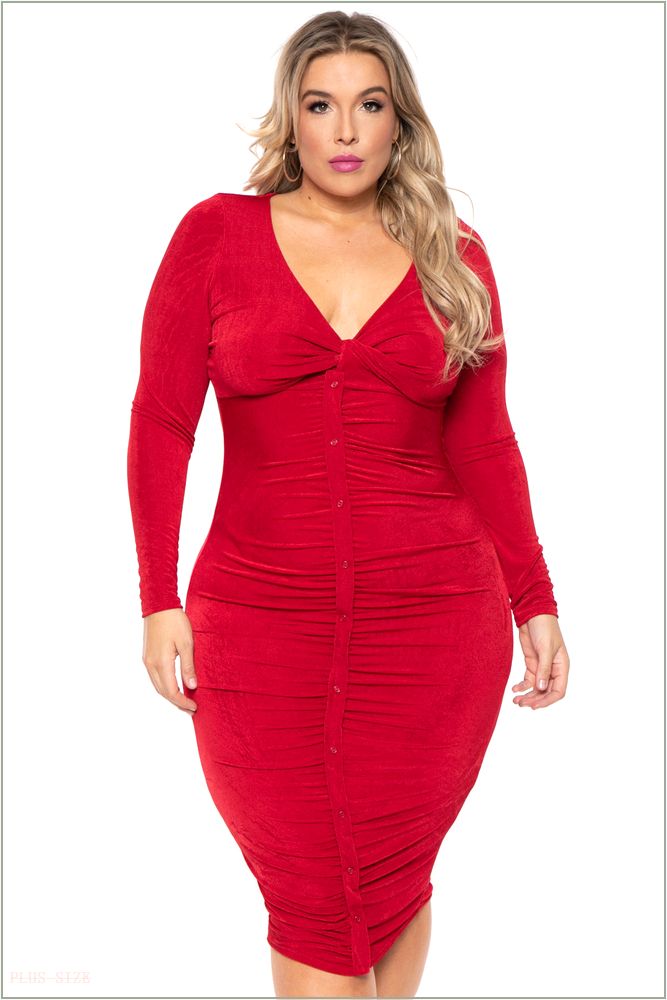  Plus Size Yaretzi Slinky Dress - Red K57-CS2219-RD-3X