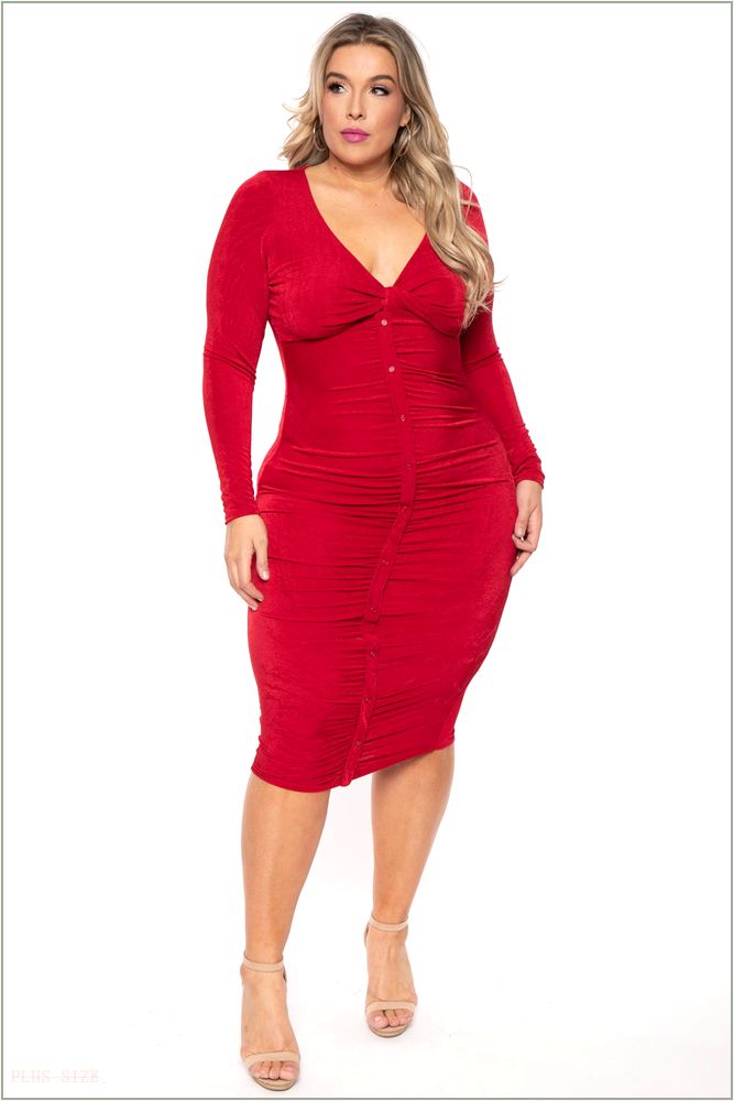  Plus Size Yaretzi Slinky Dress - Red K57-CS2219-RD-3X