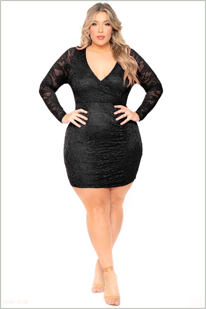  Plus Size Yuliana Lace Dress- Black Z297-CS2372-BK-1X