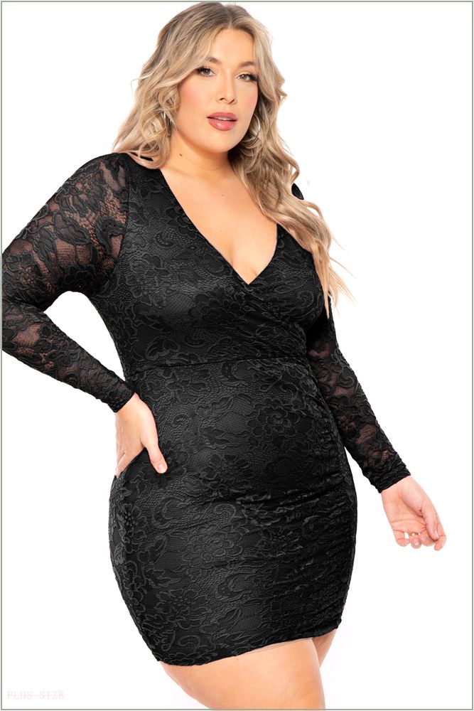  Plus Size Yuliana Lace Dress- Black Z297-CS2372-BK-1X