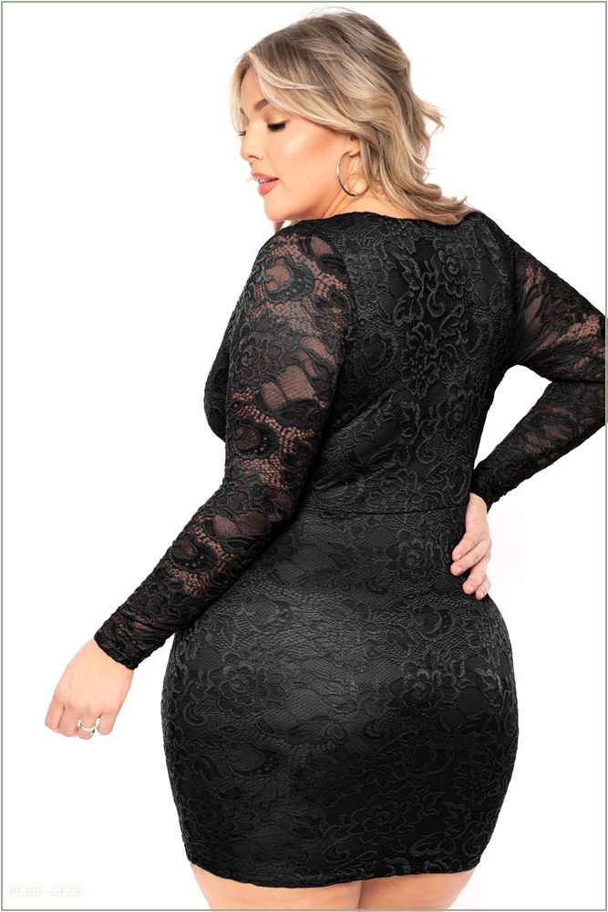  Plus Size Yuliana Lace Dress- Black Z297-CS2372-BK-1X