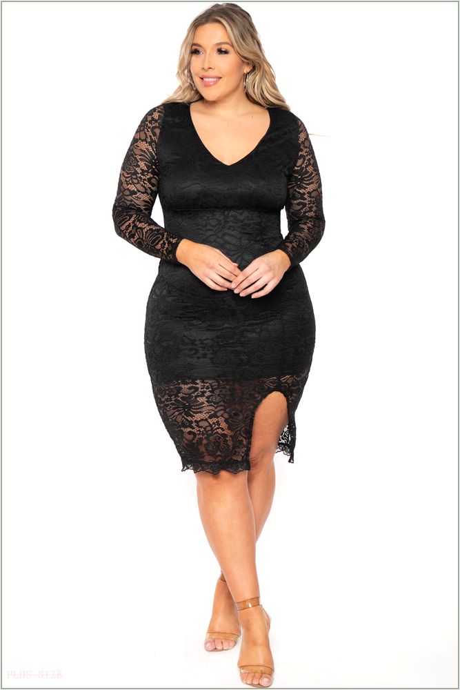  Plus Size Zorina Lace Bodycon Dress- Black F55-CS2266-BK-2X